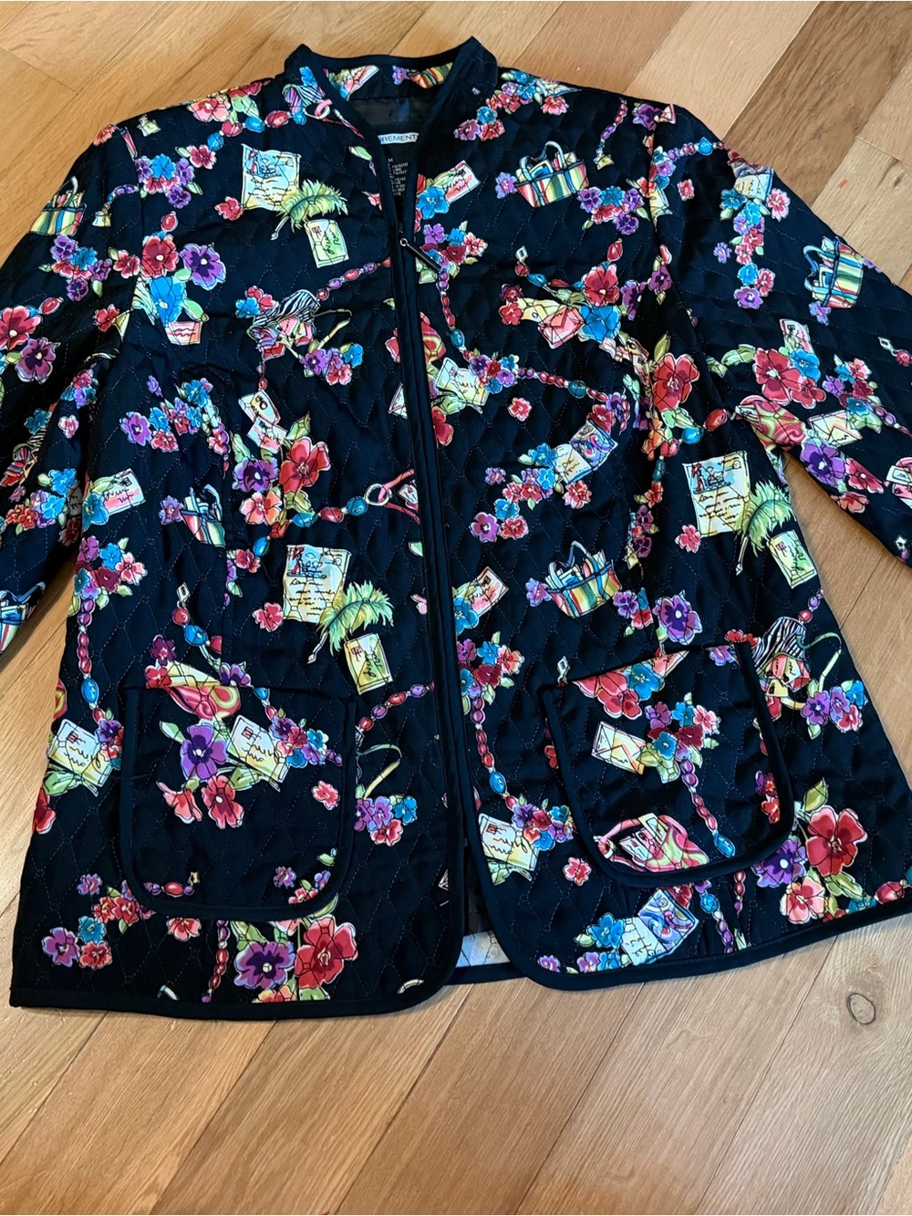 Requirements Quilted Floral Novelty Print Jacket Women’s Medium
